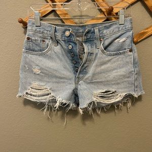 High Rise Levi’s Distressed Shorts